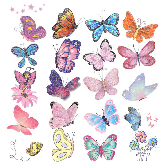 KALIONE 12 Sheet Glitter Tattoo Kit, Butterfly Tattoos Temporary, 130 PCS Colorful Face Tattoos, Glitter Butterfly Tattoos Face Stickers, Waterproof Party Favors Temporary Tattoos Gift for Women Kids
