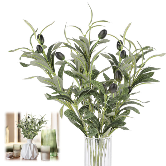 Zyghjort Faux Olive Branches for Vase, 5 Pcs Olive Branch Decor with Realistic Olives Tabletop Faux Greenery Stems for Home Office Ndoor Outside DIY Wreath Wedding Party（12 Inch）