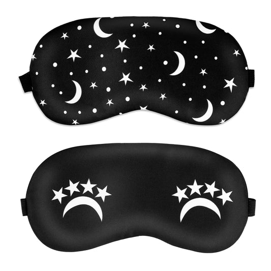Cute Sleeping Mask for Kids, 2 PCS Imitation Silk Eye Mask for Sleeping Elastic Band Blindfold with Cartoon Pattern Print Eye Covers for Travel Work Naps Blocks Light - Night Sky Theme