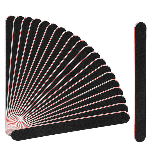 KALIONE 20pcs Nail Files, Double-Sided 100/180 Grit, Plastic, Black