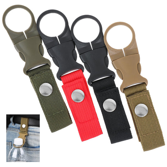 KALIONE 4 Pcs Bottle Buckle Clip Hanging Buckle, Portable Water Bottle Clip Water Bottle Holder Keychain Water Bottle Clip for Backpack Hanging Bottle Clip for Outdoor Camping Hiking (4 Colors)