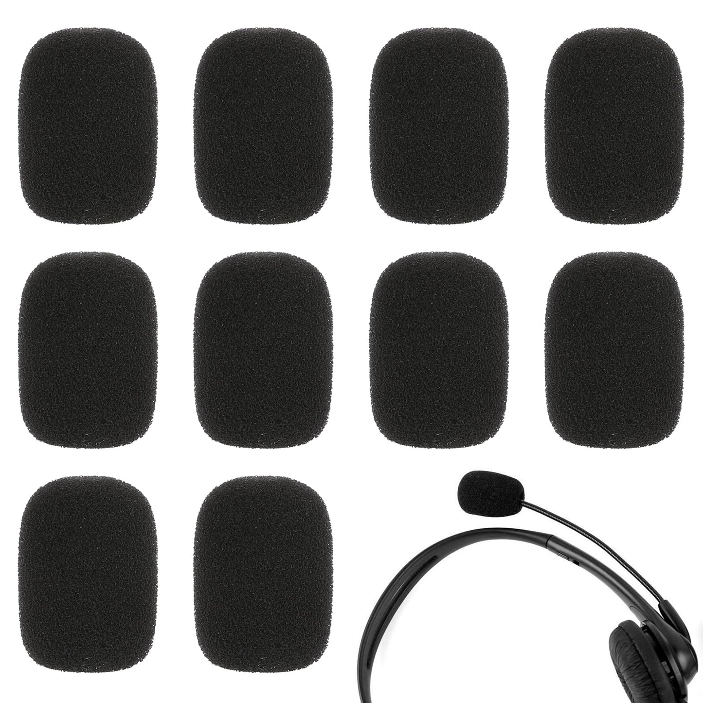 10 Pack Mini Size Foam Microphone Windscreen, Lapel Headset Microphone Cover Mini Foam Cover Shield Protection for Headset Microphone(Black)