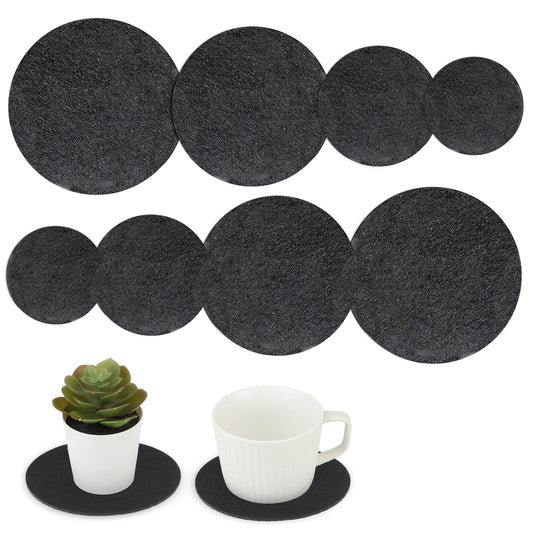 8 PCS Plant Coaster Mat Round Felt Plant Mat Black Absorbent Waterproof Plant Tray Plant Saucers for Indoors Reversible Tray Flower Pot Coaster for Gardening Indoor Pots Crafts Supplies