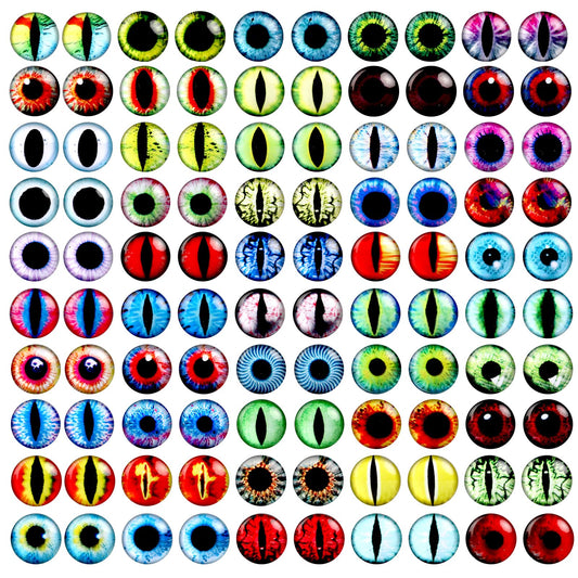 100PCS 14mm Dragon Eyes Glass Cabochon Eyes for Clay Doll Making DIY Crafts Jewelry Making