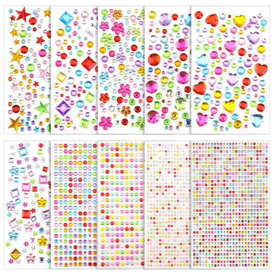 3200 Piece Rhinestone Stickers Self Adhesive Gems Jewels Stickers Gem Stickers for Crafts Assorted Shapes Glitter Stickers for Craft DIY Makeup(Multicolor)