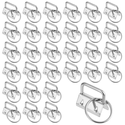 Pack of 30 Key Chain Accessories 25 mm Key Ring Blanks Lanyard, Craft Set for Key Fob Bracelet, Key Ring Accessories with Split Rings Key Rings for DIY Supplies