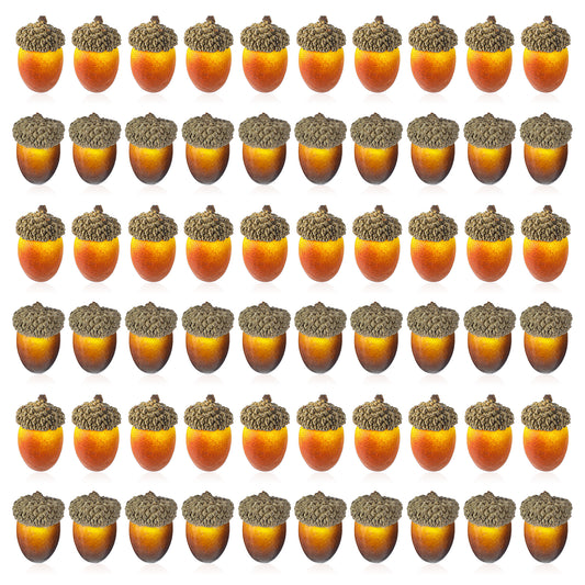 InnoHHustle 60pcs Artificial Acorns, Decorative Acorns for Home Decor, Simulation Small Acorn, Fake Nutty Craft Acorns for Diy Crafting Fall Home Kitchen Decor Thanksgiving Day Christmas Ornaments