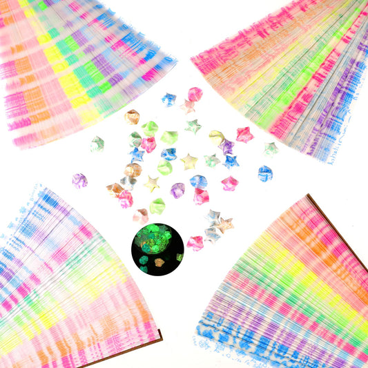 840Pcs Origami Star Paper Strips, Luminous Oragami Paper Star Strips, Origami Lucky Star Paper Strips, Origami Star Paper Glow in The Dark, Origami for Handmade Crafts DIY(Style B)