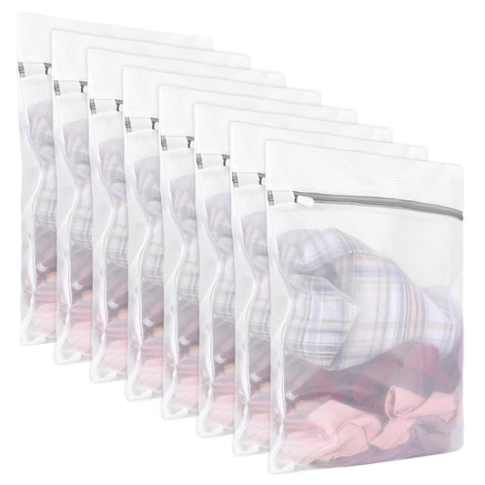 8 Pack Washable Laundry Bags for Large Mesh Wash Bags Zipper Mesh Laundry Bag for Washing Machine Delicates Travel Laundry Bags for Lingerie Socks Bra Pants Shoes Mask Underwear Garment (16 x 12 Inch)