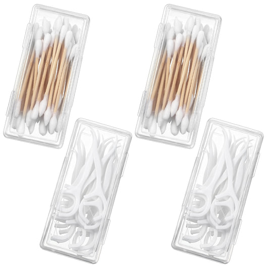 4PCS Cotton Swab Holder for Travel, Floss Picks Case, Portable Small Dental Floss Holders, Cotton Swab Boxs Travel Storage Case, Dental Toothpick Holder for Cottons Buds Hair Ties Flosss