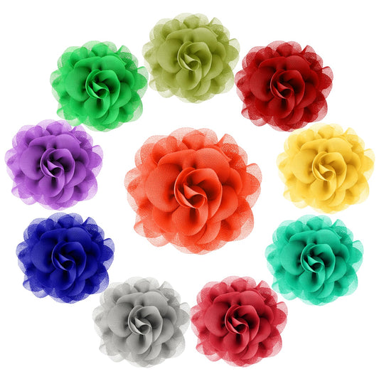 10 PCS 3.14inch Dog Flower Collar Accessory Multicolored Pet Flower Tie&Bow Floral Collar Charms Soft Chiffon Detachable Flower Embellishment for Cats, Dogs, Pets Supplies, 8cm