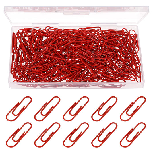 Hariendny Stainless Steel Red Paper Clips, 200 Pack, 1.1 Inches/28 mm, Decorative Vinyl Coated Clips for Office, School, Home Use