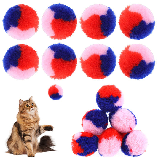 KALIONE 30 Pcs Soft Plush Cat Ball 1.2-inch Mixed Colors Cat Toy Balls Fuzzy Kitty Balls Kitten Puff Balls Colorful Cat Pom Pom Balls for Cat Kitten Pet Playing Exercising