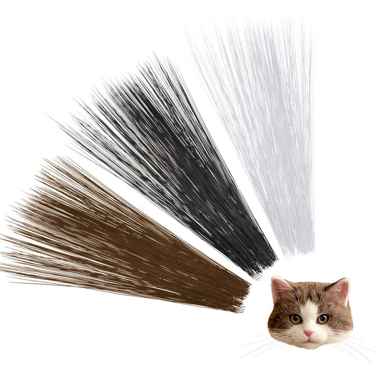 900PCS Simulated Animal Whiskers for Crafts, 3 Inches Craft Animal Whiskers Simulated Cat Whisker Animals Needle Felting Whisker Plastic Whiskeres Supplies for Stuffed Muppet (White, Black, Brown)