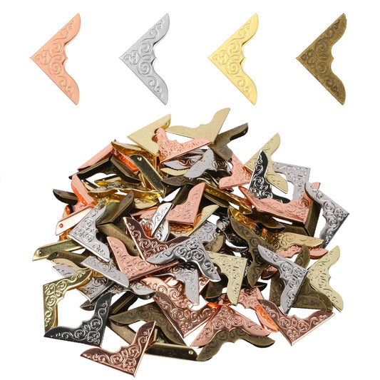 80Pcs Metal Book Corners Protector, Photo Corners, Iron Corner Protector, Photo Corners for Scrapbooking, Triangle Photo Corners for Books, Diaries, Photo Albums, Photo Frames, Folders(23 x 23mm)