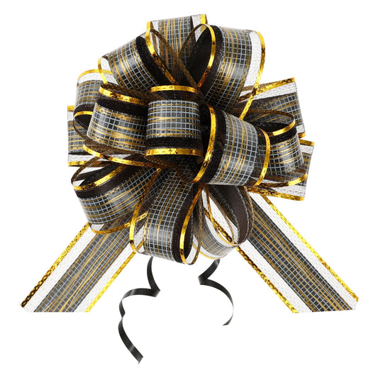 Hariendny 6 Pack Black Pull Bow 5.1 Inch Wedding Gift Black Ribbon Bow Wrapping Pull Bows Gift Wrapping Bows for Party Holiday Birthday Gift Decorations