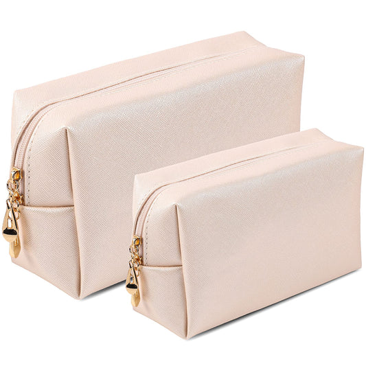 Mozeat Lens 2pcs PU Leather Cosmetic Bag Makeup Bag Makeup Pouch Small Toiletry Bags for Travel Portable Cosmetic Organizer Water Resistant Storage Purse Makeup Bag for Women