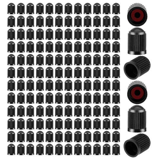 150pcs Car Tyre Valve Caps Cover, Universal Tire Valve Stem Caps, Car Tire Dust Cap With Sealing Ring, Black Valve Stem Caps Bike Tire Air Cap Tire Valve Dust Cover for Trucks, Bicycle, Motorbike