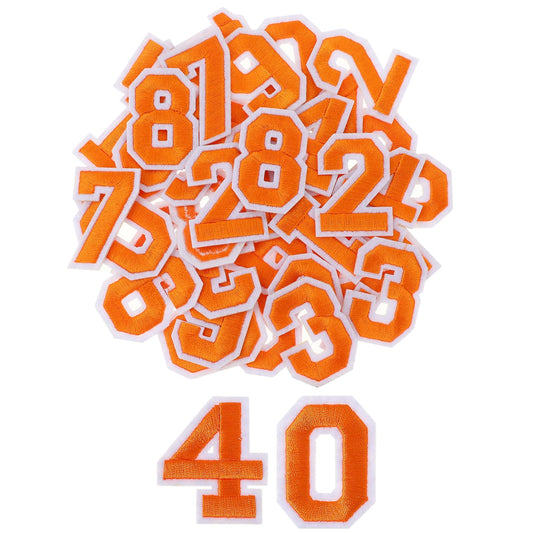 40Pcs Iron on Numbers for Clothing 0-9 Iron-On Number Patches Small Embroidery Number Patches with Ironed Adhesive Iron on Numbers Patches for Clothes Shoes Hats Socks DIY Accessories (Orange)