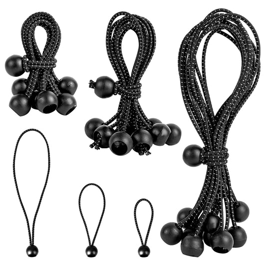 Ball Bungee Cords Bungee Cords with Balls 4, 6, 9 Inch Tarp Bungee Balls Elastic String Ties for Camping Tents Cargo Heavy Duty Outdoor Bungee Cord Tarp tie Down 30 Pcs