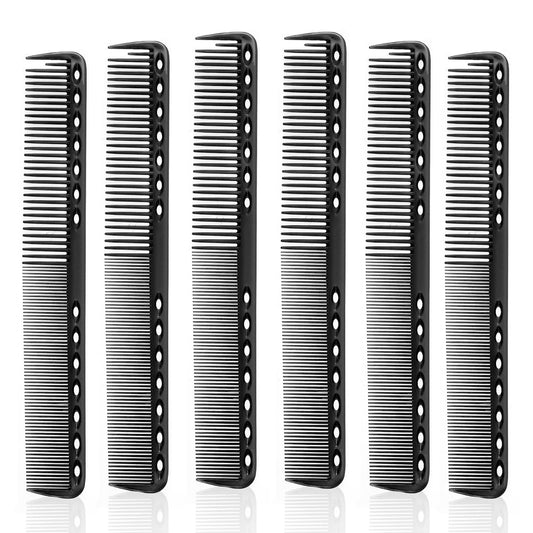 6Pcs Carbon Fine Cutting Comb Heat Resistant Fiber Comb, Professional Barber Comb Hair Stylist All Purpose Combs Hair Cutting Combs Medium and Fine Tooth for Man and Woman Clipper Cuts, Home Salon