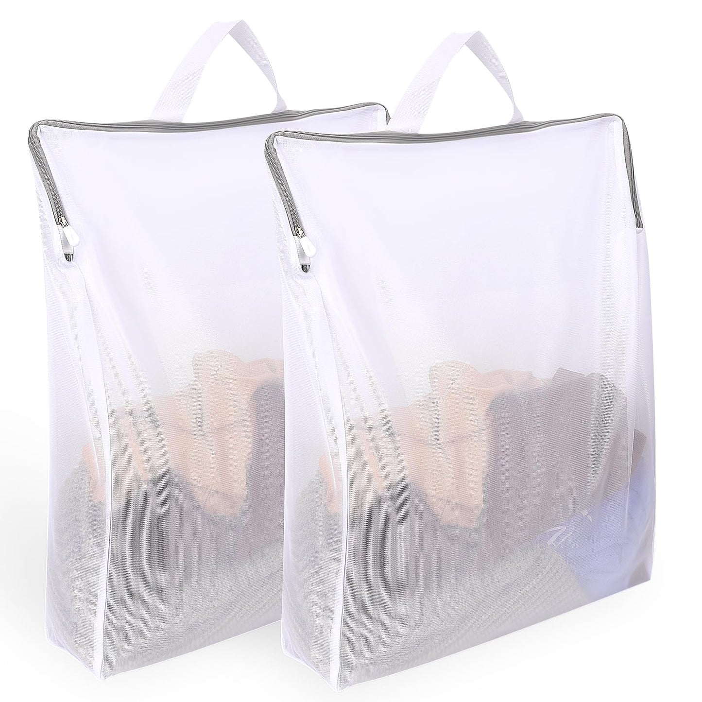 2Pcs laundry bags with zips, Delicates Laundry Bag with Handle, Mesh Laundry Bag Travel Laundry Bag, Hanging Laundry Bag, Delicate Laundry Bag, Zippered Wash Bags for Underwear Sock(20x16 inch)