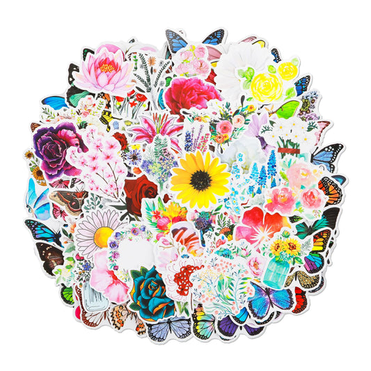 100 Pcs Floral Sticker Flower Stickers for Craft Cute Waterproof Stickers and Decals Vinyl Stickers for Water Bottles Aesthetic Flower Decoration Stickers for Scrapbooking Laptops