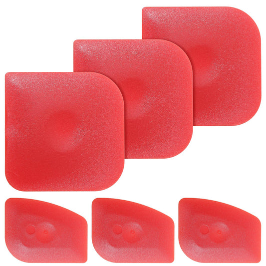 6PCS Plastic Pan Scraper Set, Pot Scraper Non-Scratch Kitchen Tool for Cast Iron, Food Scrapers Tool Pan Cleaning, Food Scrapers for Grease and Burnt Residue, Red