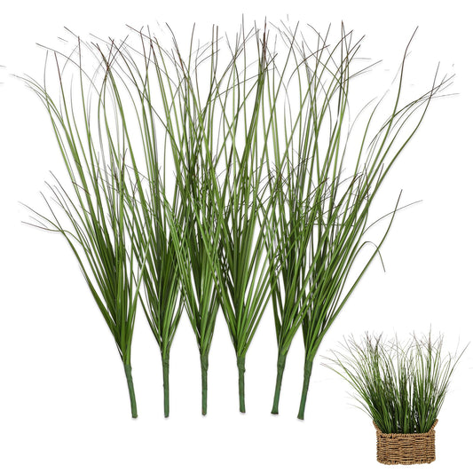 10 PCS Artificial Plants Outdoor, Artificial Shrubs Fake Tall Grass, Faux Greenery Stems, Garden Window Box Decorating Plant Onion Grass UV Resistant for Outdoor Decor or Indoor Home Decoration
