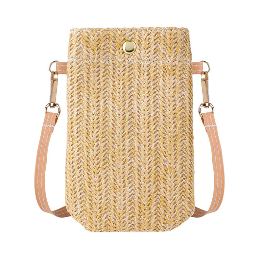 Hariendny Lightweight Summer Beach Phone Bag Mini Crossbody Wallet Small Crossbody Straw Purse Cell Phone Shoulder Bag for Women