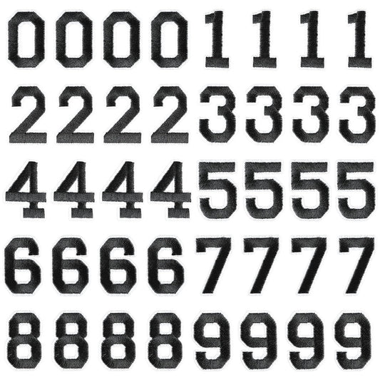 40 Pieces 1.5 Inch Iron On Numbers Black 0-9 Iron on Number Patches Sewing Embroidery Applique Patches for Clothes, Dress, Hat, Socks, Jeans, DIY Accessories