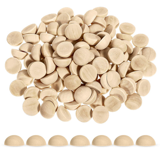 Half Wooden Balls for Crafts, 100 Pcs 15mm Small Half Round Wooden Beads Mini Unfinished Split Wood Balls Ornaments for DIY Crafts Paint Christmas Home Party Decoration