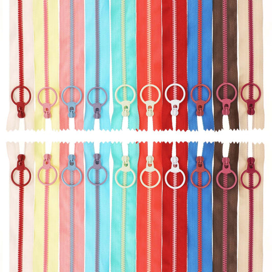 20 Pcs Colorful Jacket Zippers 25 cm Nylon Coil Zippers Resin Zippers with Pull Rings Sewing Zippers for Tailor DIY Clothes Handbags Sewing Crafts 10 Assorted Colors