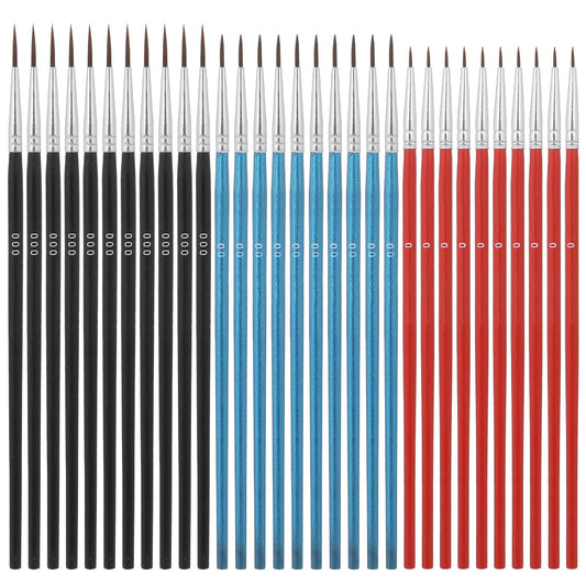 30pcs Liner Brushes Fine Tips Micro Paint Brushes Tiny Detail Paint Brush Set Thin Watercolor Artists Paintbrushes 3 Sizes #000#00#0 for Acrylics Nail Oil Model Craft Detail Painting