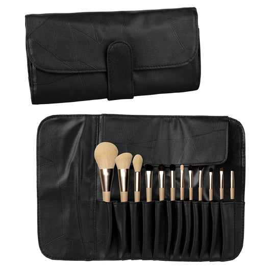 Makeup Brush Case Organizer Portable PU Leather Cosmetic Brushes Makeup Brush Roll Makeup Case Pouch Travel Brush Holder and Organizer Bag with Brush Holder for Eyebrow Pencils, Make up Brushes
