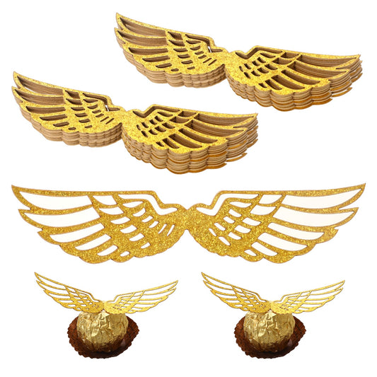 100 PCS Wizard Party Chocolate Decoration Golden Glitter Chocolate Decoration Gold Decor Cupcake Toppers for Wizard Theme Party Anniversary Birthday Wedding