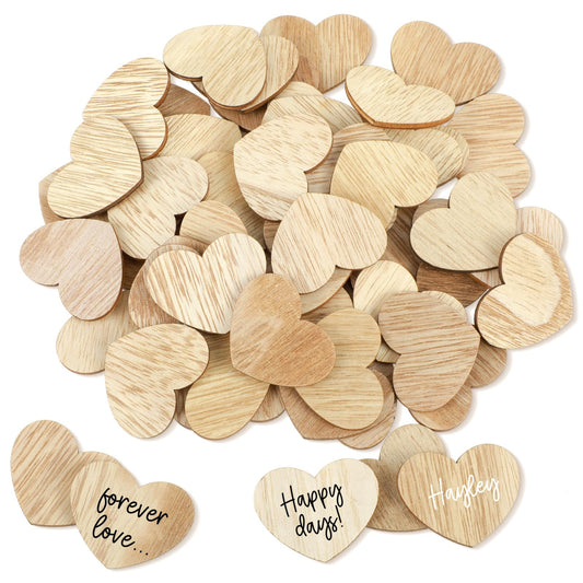 Wooden Hearts for Labelling, Pack of 60 Wooden Hearts for Decoration for Weddings, Wooden Hearts Decoration for Wedding Decoration, Table Confetti Heart Decoration for Wedding, Valentine's Day,