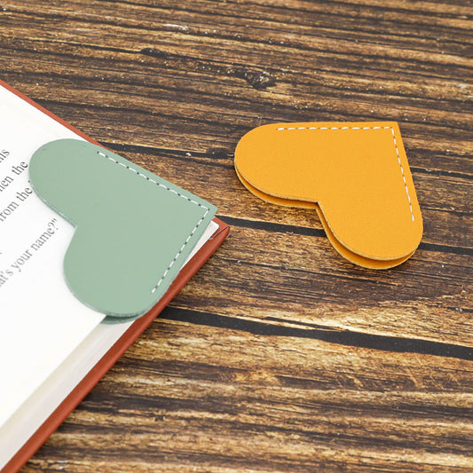 Leather Heart Bookmark,Book Marks for Women,Book Accessories for Reading Lover,Handmade Bookmarks for Book Lovers 2 pcs Valentine's Day Gifts,Book Mark for Teacher Student,School Essentials