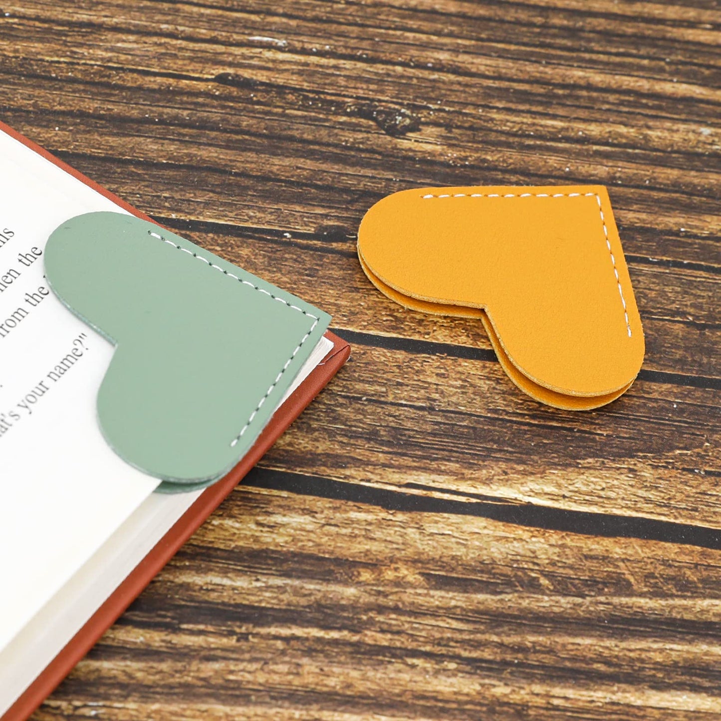 Leather Heart Bookmark,Book Marks for Women,Book Accessories for Reading Lover,Handmade Bookmarks for Book Lovers 2 pcs Valentine's Day Gifts,Book Mark for Teacher Student,School Essentials
