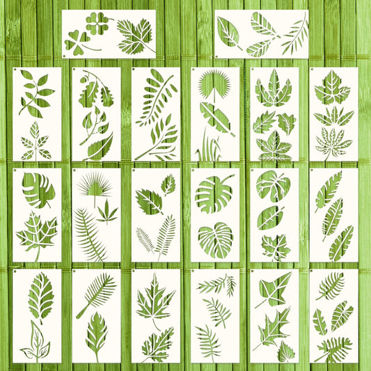 20 Pcs Leaf Stencils for Painting,Reusable Painting Stencils Plant Stencils Tropical Stencil Plastic Paint Stencils Summer Pattern Drawing Templates Stencils Reusable Craft Stencils for Painting Set