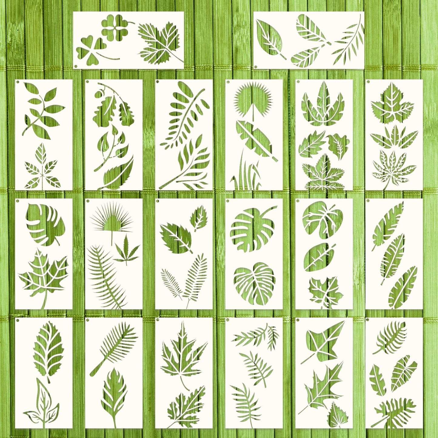 20 Pcs Leaf Stencils for Painting,Reusable Painting Stencils Plant Stencils Tropical Stencil Plastic Paint Stencils Summer Pattern Drawing Templates Stencils Reusable Craft Stencils for Painting Set