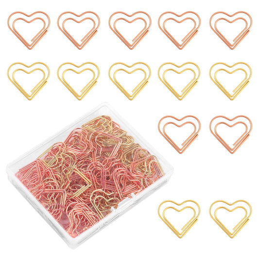 Heart Paper Clips Gold Love Heart Shaped Small Paper Clips Rose Gold Cute Metal Journaling Paper Clamps Paperclips for Women Paper Document Note Sorting Wedding Decoration Crafts 100Pcs