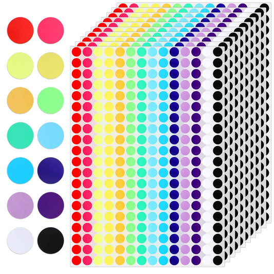 2800 PCS 1/2" Dots Stickers, Round Small Circle Stickers, 14 Colors Coding Labels Stickers Price Stickers Dots for Office, Classroom
