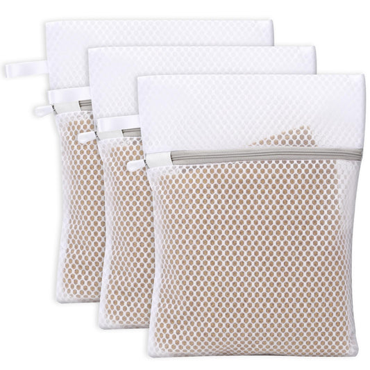 3 x Honeycomb Lingerie Bags with Hanging Loop,Mesh Laundry Wash Bags,Delicate Wash Bags,Fine Laundry Wash Bags for Underwear, Bras, Socks, Baby Clothes, Masks(30 x 23 x 0.1cm)