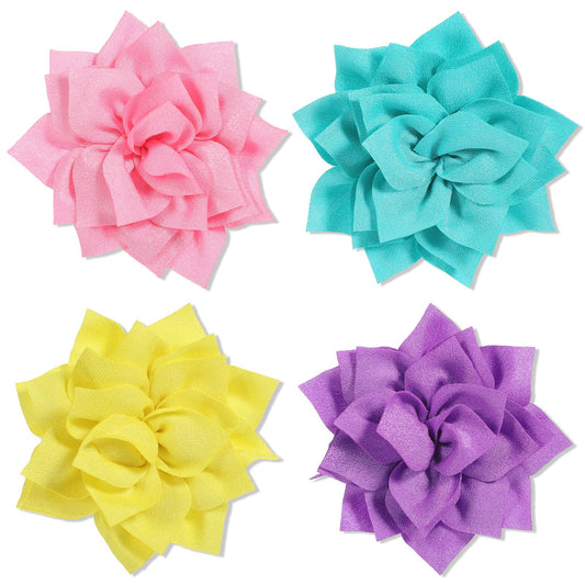 4 Pcs Flowers for Dog Collars, Removable Multi Color Dog Collar Pet Flower Collars Dog Collar Flowers Accessory Clip on Dog Collar Flower Attachment for Cat Dog Puppy Grooming