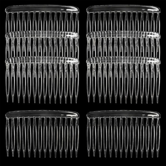 8 Pcs 14 Teeth French Hair Side Combs, Hair Side Comb Twist Vintage Style Decorative Hairs Comb Clips Styling Combs for women Bridal Wedding Long Curly (Transparent)