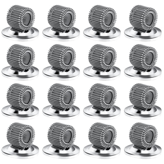 Pen Holder Clips Silver Self Adhesive Pen Pencil Organizer with Adjustable Spring Loop to Stick on Desk Computer Car Bulletin Board for Refrigerator Whiteboard 16Pcs