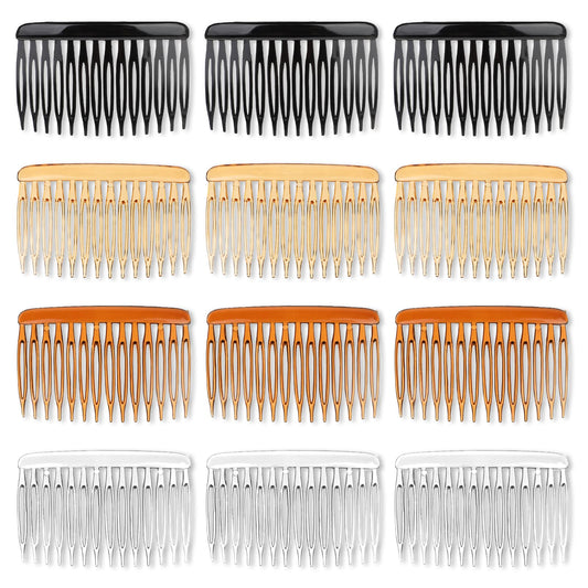12 Pcs French Twist Hair Comb Hair Side Combs 14 Teeth Decorative Hair Combs Vintage Style Hair Clips Pins Accessories Plastic Fine Hair Clips Hair Styling Comb for Women Bridal Fine Long Curly Hair