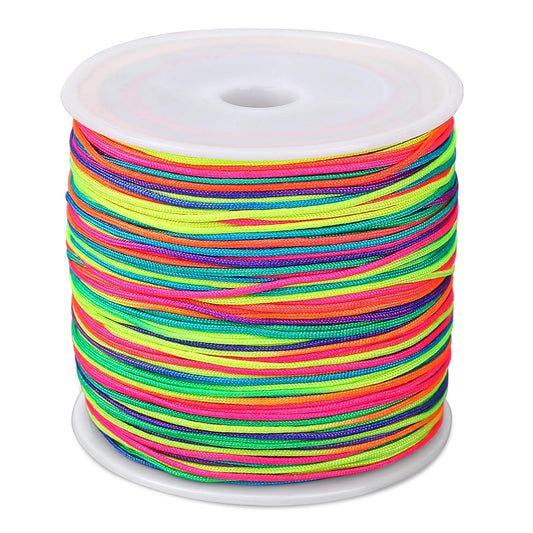 KALIONE 100 Yards Rainbow Color Nylon String, Beading String, Necklace Cord, 1mm Thread String for Bracelet Making, Bracelet String for Bracelets Necklace Jewelry Lanyard Crafts DIY Making Supplies