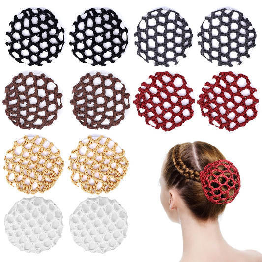 12 Pcs Hair Net for Buns for Dancers Hair Bun Net Women Hair Nets for Bun Ballet Hair Bun Cover Snood Hair Net Stretchy Elastic Bun Hair Net Crochet Hair Net Hair Bun Holder Hair Accessories